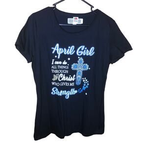 April Girl Christian Graphic Tee Cross, L